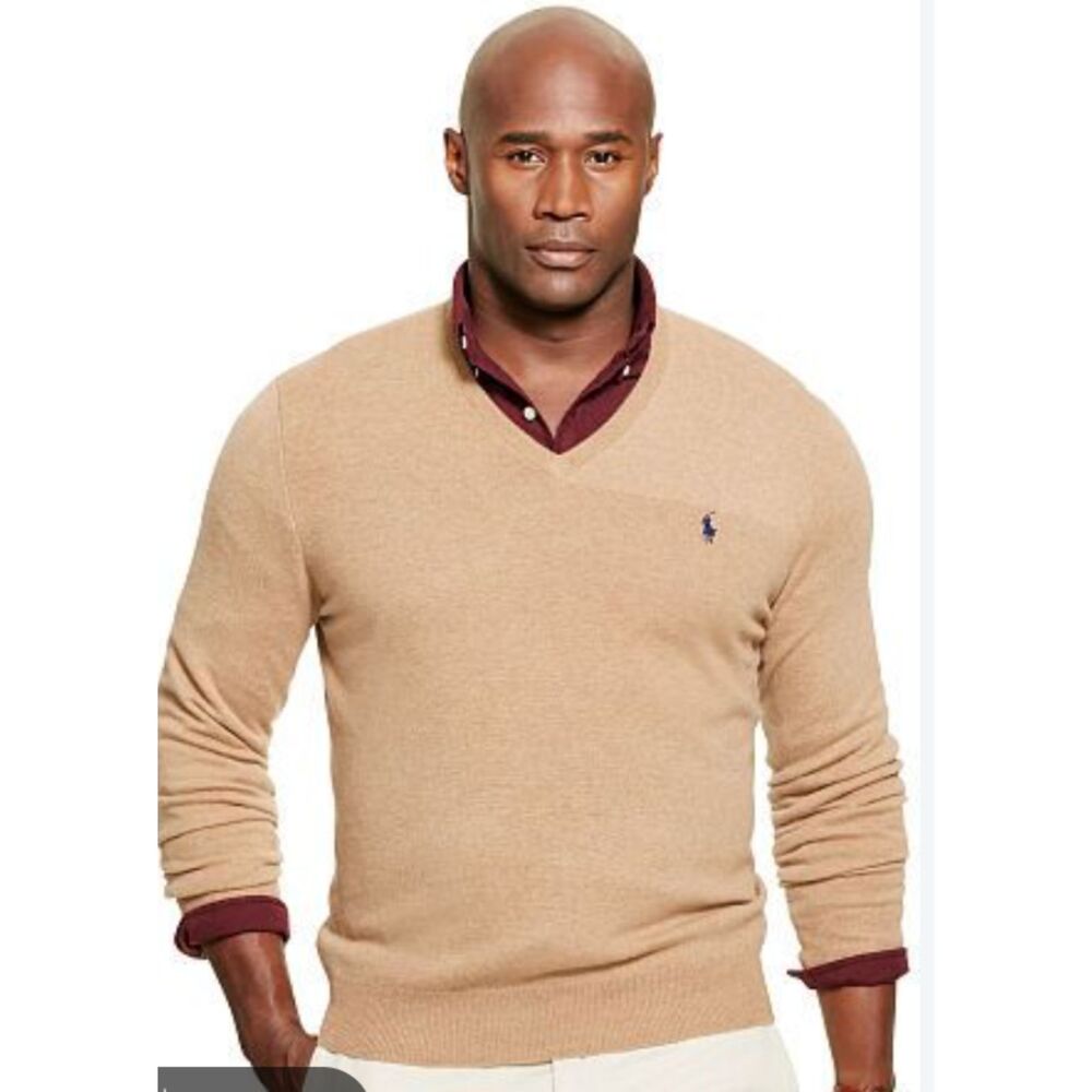 Polo by Ralph Lauren 100% Lambswool Crewneck Sweater – Camel/Tan – Size L